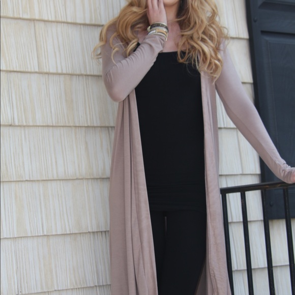 Long Taupe/Mocha Cardigan - Picture 2 of 2
